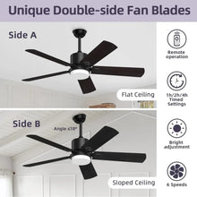 Load image into Gallery viewer, 52&quot; Ceiling Fan with 6-Speed Reversible DC Motor - Adjustable Light, 5 Blades