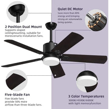 Load image into Gallery viewer, 52&quot; Ceiling Fan with Adjustable Light &amp; 6 Speeds - Reversible DC Motor for Patio