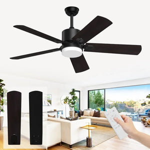 52" Ceiling Fan with Adjustable Light & 6 Speeds - Reversible DC Motor for Patio