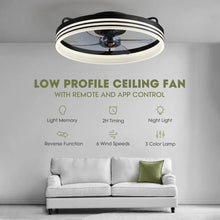 Load image into Gallery viewer, Smart Low Profile Ceiling Fan with Lights and Remote - 6 Wind Speeds