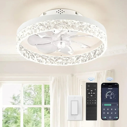 Reversible Ceiling Fan with Lights - Sleek Design for Low Ceilings, Remote Operated