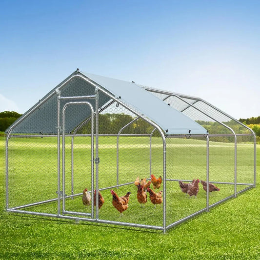 "Metal Chicken Coop 19.68” with Waterproof Cover, Walk-In Poultry Cage, Duck & Rabbit Cage