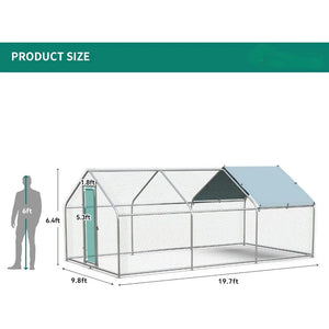 "Metal Chicken Coop 19.68” with Waterproof Cover, Walk-In Poultry Cage, Duck & Rabbit Cage