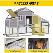 Load image into Gallery viewer, &quot;Portable Chicken Coop 73” Outdoor Wooden Poultry Cage with Wheels, Leak-Proof