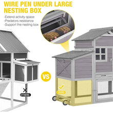 Load image into Gallery viewer, &quot;Portable Chicken Coop 73” Outdoor Wooden Poultry Cage with Wheels, Leak-Proof