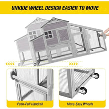 Load image into Gallery viewer, &quot;Portable Chicken Coop 73” Outdoor Wooden Poultry Cage with Wheels, Leak-Proof