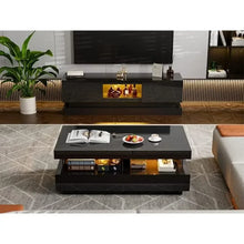 Load image into Gallery viewer, Coffee Table w/ 16-Color LED Lights | 2 Storage Drawers, Open Design Space