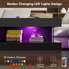 Load image into Gallery viewer, Coffee Table w/ 16-Color LED Lights | 2 Storage Drawers, Open Design Space