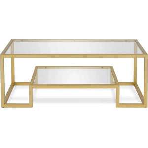 45" Modern Brass Rectangle Coffee Table | Ideal for Living Room, Studio