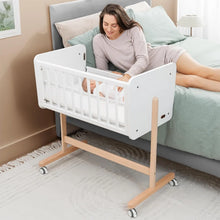 Load image into Gallery viewer, Safe Wooden Bedside Baby Crib, Stylish Sleeper Bed for Newborns &amp; Infants