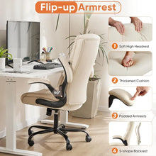 Load image into Gallery viewer, Cream Colored High Back Computer Gaming Chair - Flip-Up Arms, Desk Task