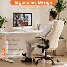 Load image into Gallery viewer, Cream Colored High Back Computer Gaming Chair - Flip-Up Arms, Desk Task