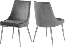 Load image into Gallery viewer, Elegant Velvet Dining Chairs, Set of 2 - Grey Upholstery, Sturdy Metal Frame