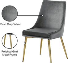 Load image into Gallery viewer, Elegant Velvet Dining Chairs, Set of 2 - Grey Upholstery, Sturdy Metal Frame