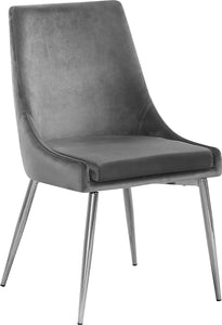 Elegant Velvet Dining Chairs, Set of 2 - Grey Upholstery, Sturdy Metal Frame