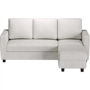 Convertible L-Shaped Sectional Sofa, Reversible Recliner, Linen Fabric