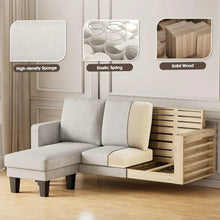 Load image into Gallery viewer, Convertible L-Shaped Sectional Sofa, Reversible Recliner, Linen Fabric