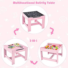 Load image into Gallery viewer, Wooden Kids Table and Chair Set, 3-in-1 Activity Table with Storage Drawer, Detachable Top