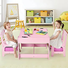 Load image into Gallery viewer, Wooden Kids Table and Chair Set, 3-in-1 Activity Table with Storage Drawer, Detachable Top