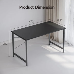 Black 47" Home Office Desk, Modern Simple Style PC Table for Work & Study