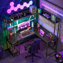 Load image into Gallery viewer, Deluxe L-Shaped Home Office Desk, 60&quot; Corner Gaming Computer Desk with Hutch Shelves