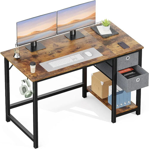 Computer Desk with Drawers & Shelf, 48-Inch: Simple Modern Design for Office, Bedroom, Kids