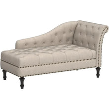 Load image into Gallery viewer, Natural Linen Upholstered Chaise Lounge with Stylish Nailhead Trim