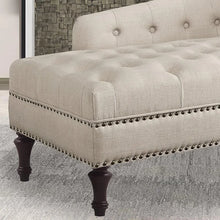 Load image into Gallery viewer, Natural Linen Upholstered Chaise Lounge with Stylish Nailhead Trim