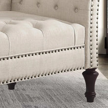 Load image into Gallery viewer, Natural Linen Upholstered Chaise Lounge with Stylish Nailhead Trim