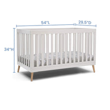 Load image into Gallery viewer, 4-in-1 Convertible Baby Crib, White Children Crib with Natural Wood Legs