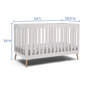 4-in-1 Convertible Baby Crib, White Children Crib with Natural Wood Legs