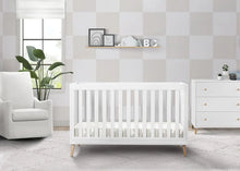 Load image into Gallery viewer, 4-in-1 Convertible Baby Crib, White Children Crib with Natural Wood Legs