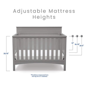 Greenguard Gold 4-in-1 Convertible Baby Crib, Grey Children's Fancy Nursery Bed