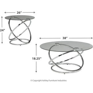 Contemporary 3-Piece Round Occasional Table Set - Coffee, 2 End Tables, Chrome