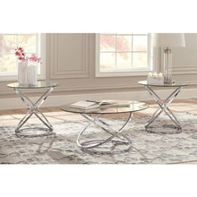 Load image into Gallery viewer, Elegant Chrome Round 3-Table Set - Coffee Table and 2 Matching End Tables