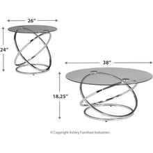 Load image into Gallery viewer, Elegant Chrome Round 3-Table Set - Coffee Table and 2 Matching End Tables