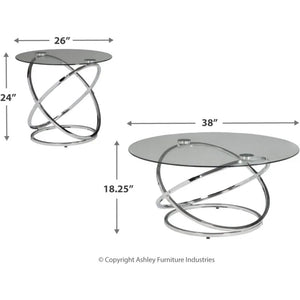 Elegant Chrome Round 3-Table Set - Coffee Table and 2 Matching End Tables