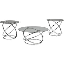 Load image into Gallery viewer, Elegant Chrome Round 3-Table Set - Coffee Table and 2 Matching End Tables