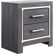 Load image into Gallery viewer, Modern Glam 2 Drawer Nightstand - USB &amp; Wireless Charging, Gray Wood Grain