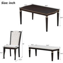 Load image into Gallery viewer, Modern 6 Piece Dining Table Set - Table, 4 High-Back Tufted Chairs &amp; 1 Bench