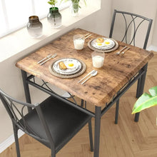 Load image into Gallery viewer, 3 Pc Dining Table Set - Rustic Brown Kitchen Table and 2 Upholstered Chairs, Dining Room