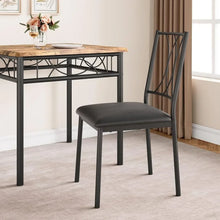 Load image into Gallery viewer, 3 Pc Dining Table Set - Rustic Brown Kitchen Table and 2 Upholstered Chairs, Dining Room