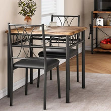 Load image into Gallery viewer, 3 Pc Dining Table Set - Rustic Brown Kitchen Table and 2 Upholstered Chairs, Dining Room