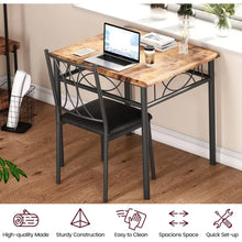 Load image into Gallery viewer, 3 Pc Dining Table Set - Rustic Brown Kitchen Table and 2 Upholstered Chairs, Dining Room