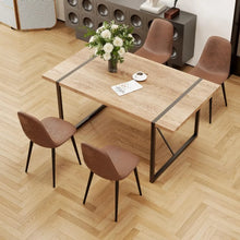 Load image into Gallery viewer, &quot;Modern 55-Inch Wooden Dining Table Set with 4 Fabric Chairs for Kitchen/Dining