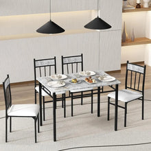 Load image into Gallery viewer, Dining Table Set for 4 - Metal Frame Kitchen Table and Padded Seat Chairs