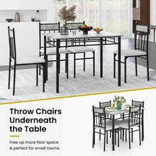 Load image into Gallery viewer, Dining Table Set for 4 - Metal Frame Kitchen Table and Padded Seat Chairs