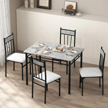 Load image into Gallery viewer, Dining Table Set for 4 - Metal Frame Kitchen Table and Padded Seat Chairs