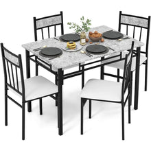 Load image into Gallery viewer, Dining Table Set for 4 - Metal Frame Kitchen Table and Padded Seat Chairs