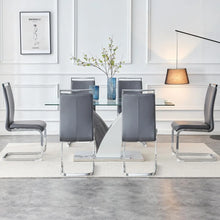 Load image into Gallery viewer, &quot;Modern 63&quot; Dining Table Set with 6 PU Leather Chairs &amp; Rectangular Glass Top